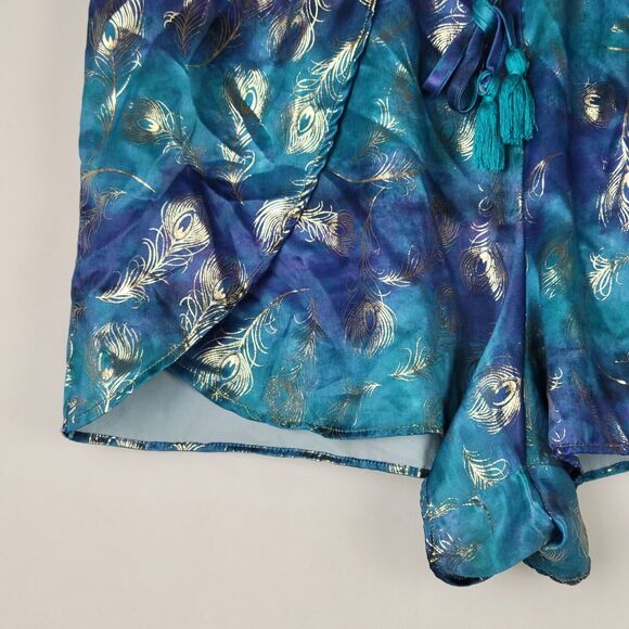 Disney Aladdin Pajama Shorts Womens 2XL Princess Jasmine Satin Metallic Feathers - Picture 8 of 12